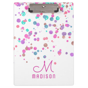 Girly Mermaid Glitter & Foil Confetti Monogram Clipboard