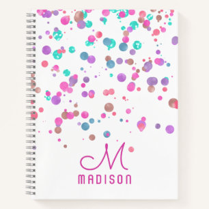 Girly Mermaid Glitter & Foil Confetti Monogram Notebook