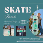 Girly Mermaid Green Tail Blue  Skateboard<br><div class="desc">A mermaid with flowing blue hair and a green tail on a green background.
Change the name for your own personal mermaid skateboard or delete the name altogether.</div>