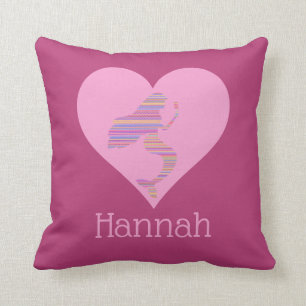 Girly Mermaid Heart Purple Pink Personalised Cushion