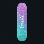 Girly mermaid purple glitter chic turquoise ombre skateboard<br><div class="desc">Girly mermaid purple glitter chic turquoise ombre skateboard ,  add your name</div>