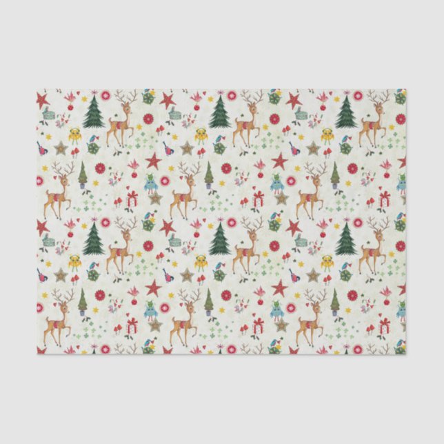 Girly Merry Christmas Deer | Tissue Paper (Front)