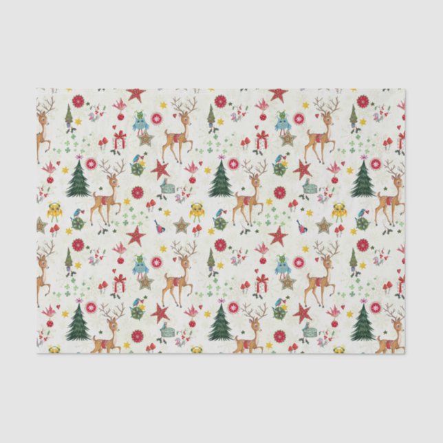 Girly Merry Christmas Deer | Tissue Paper (Front)