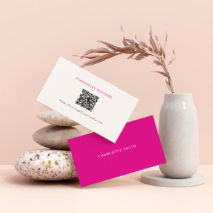 Girly Minimal Pink Modern Professional QR Code Business Card