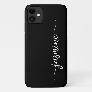Girly Minimalist Black Monogram Name Script Case-Mate iPhone Case