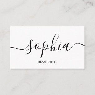 Girly Minimalist Calligraphy White Business Card