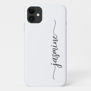 Girly Minimalist White Monogram Name Script Case-Mate iPhone Case
