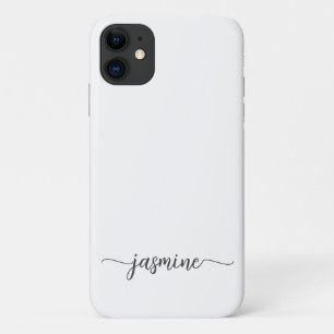 Girly Minimalist White Monogram Name Script Case-Mate iPhone Case
