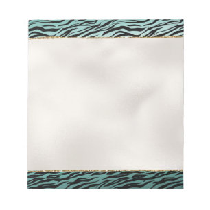 Girly Mint Black Zebra Print Ombre Notepad