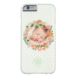 Girly Mint Floral Wreath Photo Personalised Barely There iPhone 6 Case