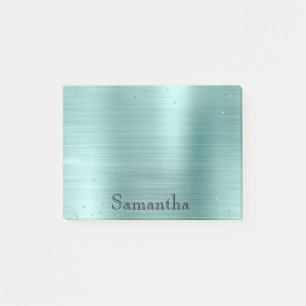 Girly Mint Glam Gold Sparkle Confetti Post-it Notes