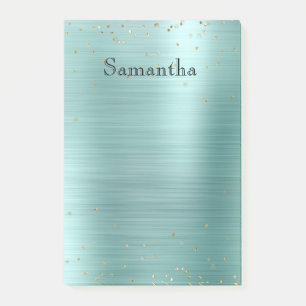 Girly Mint Glam Gold Sparkle Purple Confetti Post-it Notes