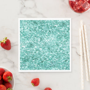 Girly Mint Glitter Confetti Napkin