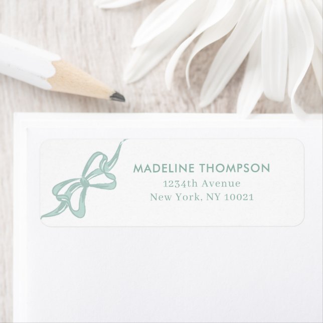 Girly Mint Green Bow Ribbon Return Address (Insitu)