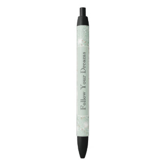 Girly Mint Green Glitter Dreams Black Ink Pen