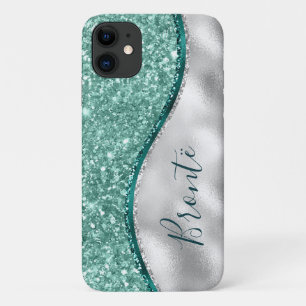 Girly Mint Green Turquoise Emerald & Silver Case-Mate iPhone Case