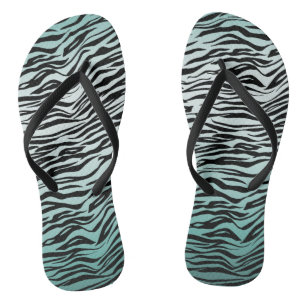 Girly Mint Ombre Black Zebra Print Jandals