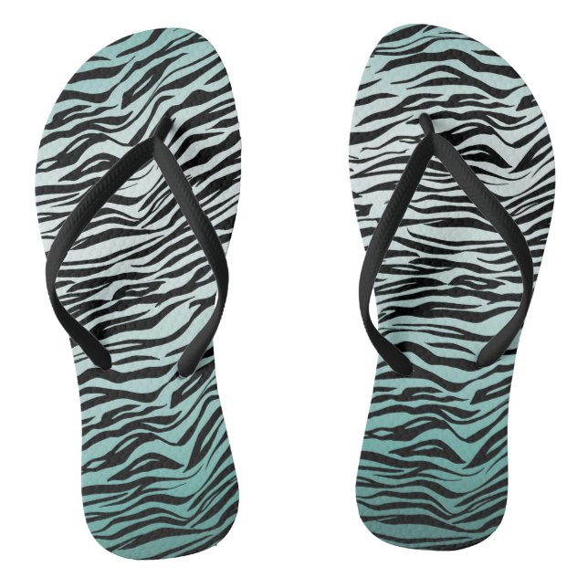 Girly Mint Ombre Black Zebra Print Jandals (Footbed)