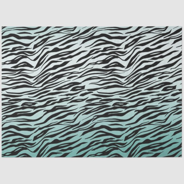 Girly Mint Ombre Black Zebra Print Tissue Paper (Front)