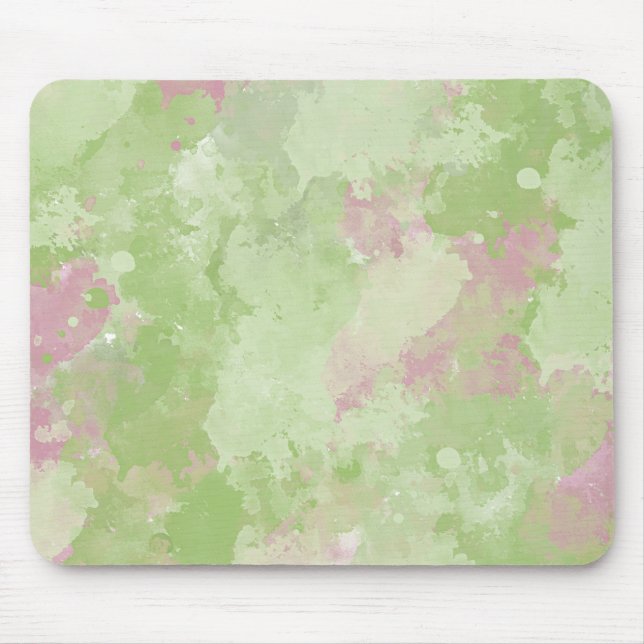 Girly Mint Pink Abstract watercolor Mouse Pad (Front)