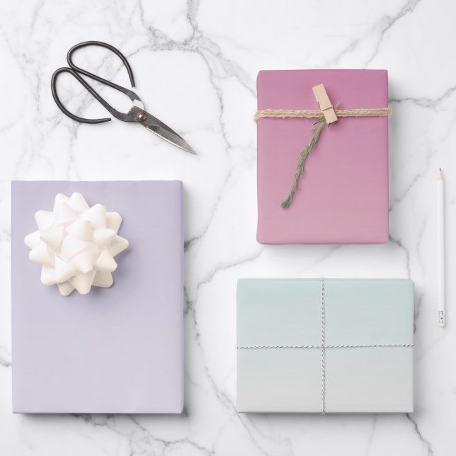 Girly Mint Pink Lavender Ombre Wrapping Paper Sheet (Front)