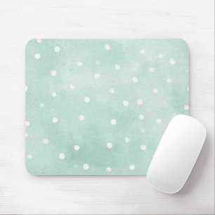 Girly Mint White Dots Mouse Pad