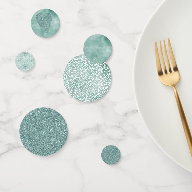 Girly Mint White Leopard Print Confetti (Group)