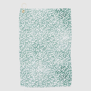 Girly Mint White Leopard Print Golf Towel