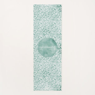 Girly Mint White Leopard Print Yoga Mat