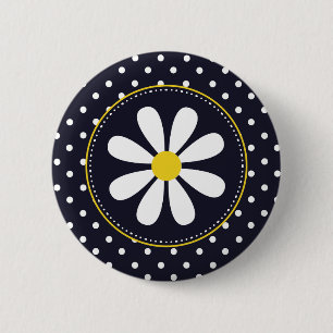 Girly Mod Daisy and Polka Dots 6 Cm Round Badge