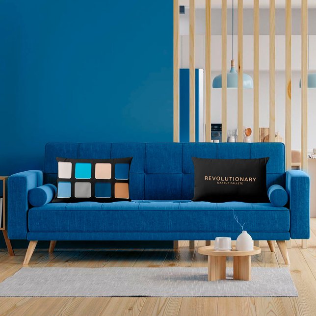 Girly Modern Blue Beachy Makeup Pallete Lumbar Cushion (Creator Uploaded)