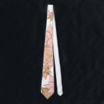 Girly Modern Blush Pink White Gold Floral Tie<br><div class="desc">This girly and modern blush pink and faux printed gold floral illustrations on white is perfect for the trendy and stylish woman. Its chic and fashionable print is great for many gifts and occasions. Enjoy this simple and elegant print for your next purchase; for yourself, your friends, or your family....</div>