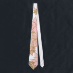 Girly Modern Blush Pink White Gold Floral Tie<br><div class="desc">This girly and modern blush pink and faux printed gold floral illustrations on white is perfect for the trendy and stylish woman. Its chic and fashionable print is great for many gifts and occasions. Enjoy this simple and elegant print for your next purchase; for yourself, your friends, or your family....</div>