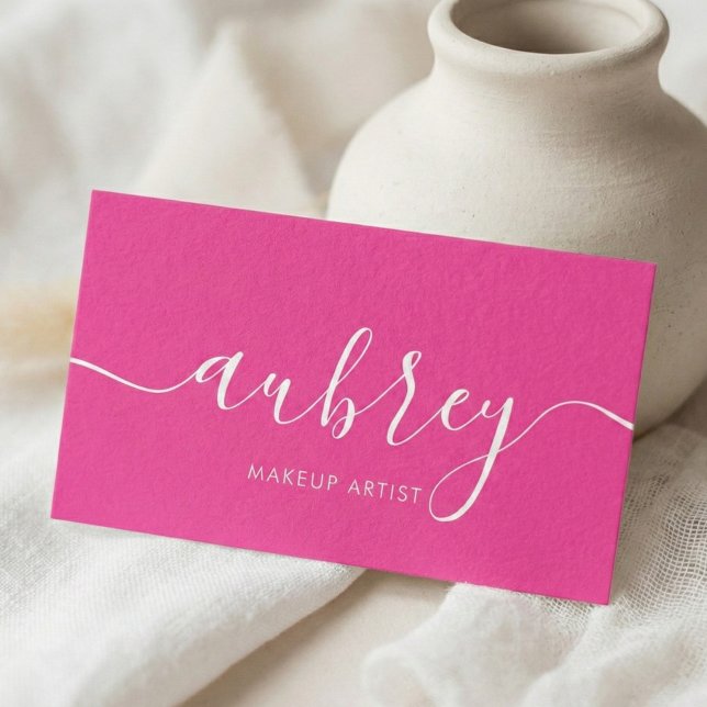 Girly Modern Calligraphy Pink Business Card (Creator Uploaded)