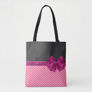 Girly Modern Chic Stripes-Personalised Tote Bag
