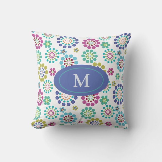 Girly modern colourful pink greenThrow Pillow (Front)
