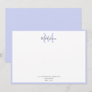 Girly Modern Lavender Handlettered Monogram Note C Card