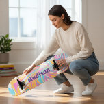 Girly Modern Marble Swirl Purple Custom Name Skateboard<br><div class="desc">Girly Modern Marble Swirl Purple Custom Name Skateboard features your personalised name in modern typography on a marble swirl background of pink, purple, orange, blue and white. Personalise by editing the text in the text box provided. Give a custom made gift, personalised skateboard to your favourite skateboarder for Christmas, birthday...</div>