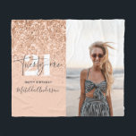 Girly modern peach glitter photo 21st birthday  fleece blanket<br><div class="desc">Girly modern peach glitter photo 21st birthday yard sign blanket</div>