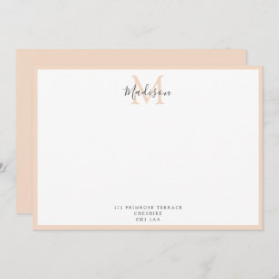 Girly Modern Peach Handlettered Monogram  Note Car Card