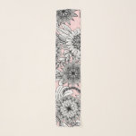 Girly Modern Pink Black White Floral Drawings Scarf<br><div class="desc">Modern, artsy, girly, and pretty black-and-white and you’re on floral and leaves illustration pattern on a blush pink background. ***IMPORTANT DESIGN NOTE: For any custom design request such as matching product requests, colour changes, placement changes, or any other change request, please click on the "CONTACT" button or email the designer...</div>