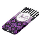 Girly Modern Purple Glitter Damask Personalised