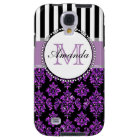Girly Modern Purple Glitter Damask Personalised