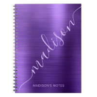 Girly Modern Purple Metallic Monogram Signature
