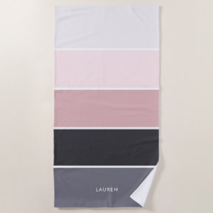 Girly Modern Stripes Personalised  Beach Towel