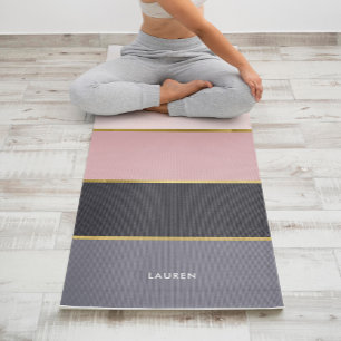 Girly Modern Stripes Personalised  Yoga Mat