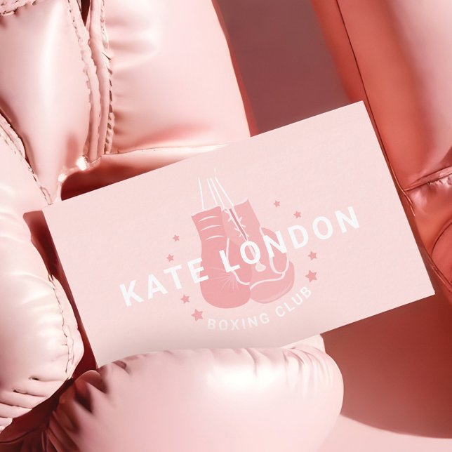 Girly Modern Trendy Online Boxing Gloves Club Business Card (irly Modern Trendy Online Boxing Gloves Club Business Card)