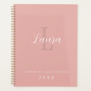 Girly monogram and name personalized blush pink planner