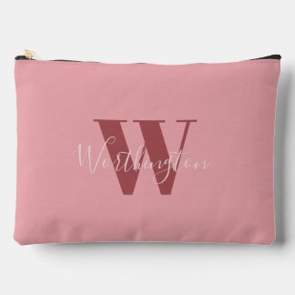 Girly Monogram and Name pink blush red Accessory Pouch