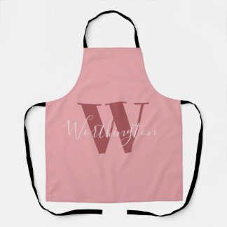 Girly Monogram and Name pink blush red Apron